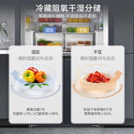 Haier ultra-thin refrigerator 594mm zero embedded 501 liter four-door first-class energy efficiency variable frequency air-cooled frost-free large capacity T-shaped double door four-door household 594mm ultra-thin zero embedded丨wet and dry storage丨purification and sterilization 501 liters