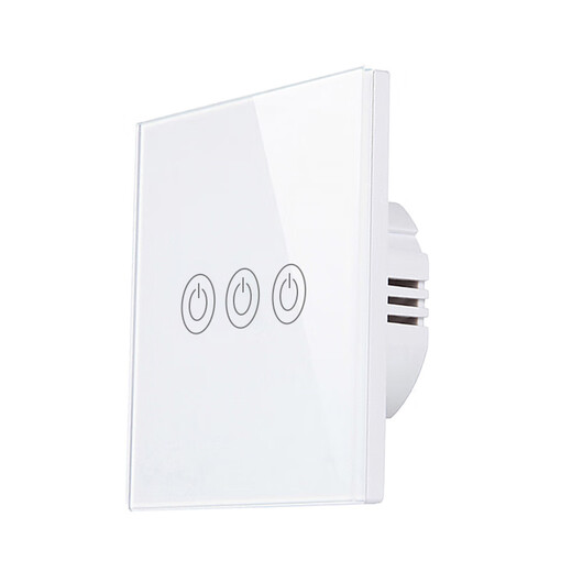 Type 86 single live wire light touch induction screen home wall tempered glass panel wired touch dual control switch white 3-on single control