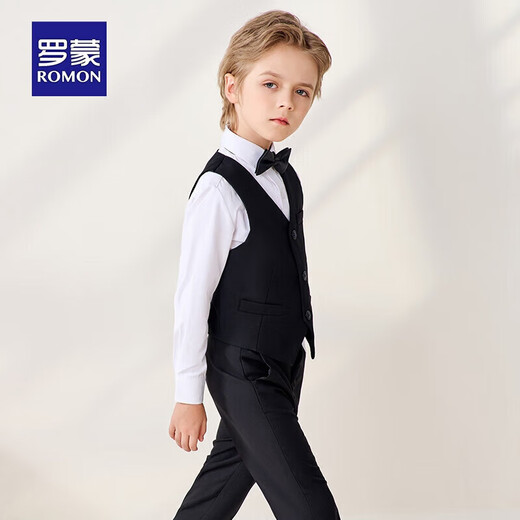 Robe pour enfants Robe Flower Boy Boy Performance Boy Host Host Black Vest Suit Long 130