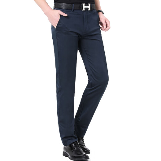 Jinba (Jinba) J Jinba Pantalones casuales para hombres puros Algodón puro Ironing de mediana edad Casco informal de la cintura Alta Contador recto 9226-3 38 Tamaño de la cintura 3 pies Cintura 100 cm