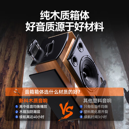 Xinke N26 square dance audio high-power heavy bass mobile home outdoor karaoke Bluetooth pull rod portable speaker amplifier with wireless microphone 8-inch three-way + wooden box + single microphone