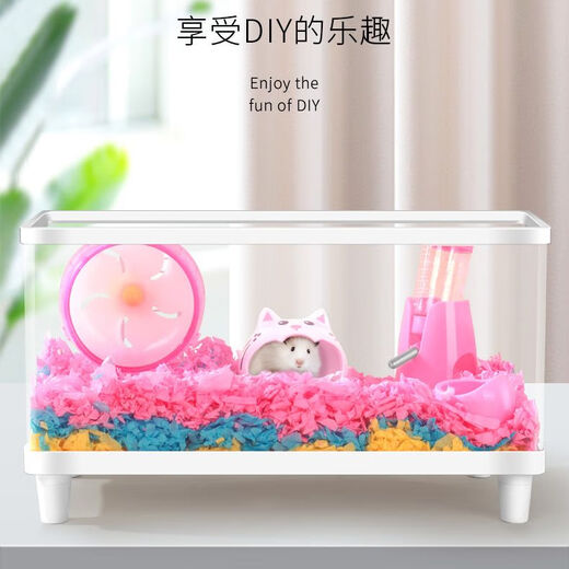 Shantou Lincun Hamster Cage Cheap and Large Acrylic Transparent Cage Golden Bear Special Breeding Box Anti-Bite and Anti-Escape HD Medium White Transparent Hamster Breeding Cage Anti-Bite and Anti-Escape