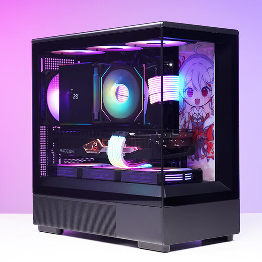 Patriot Xingcanlan Xingcan Xiaolan boîtier de chambre avec vue sur la mer transmission latérale panoramique sans colonne ordinateur de bureau de jeu e-sports de grande valeur ordinateur central MATX/240 refroidi à l'eau noir + ventilateur Aurora ARGB (1 positif et 3 négatif)