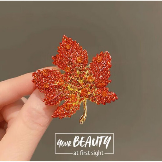 Bhiodha red maple leaf corsage brooch for women exquisite pin-like temperament suit high-end welcome accessories 5 red A22-308