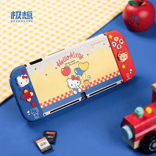 Jixiang Switch protective case set, pure gift box, OLED protective case, Hello Kitty co-branded soft silicone shell storage bag, rocker cap, card box, shadow tempered film gift