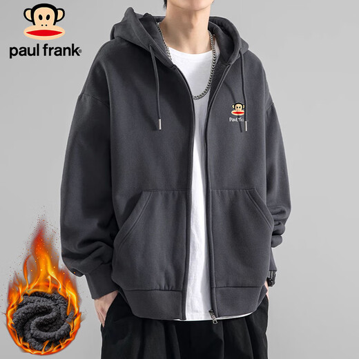 Кардиган Paul Frank, свитер, мужская осенне-зимняя повседневная свободная куртка с капюшоном, мужская модная мужская одежда, темно-серый бархат, XL