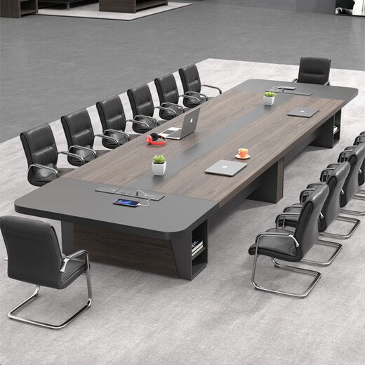 办公会议桌长桌简约现代长条桌会议室桌椅组合家具大型员工培训桌 8.0*1.8米【升级加厚】