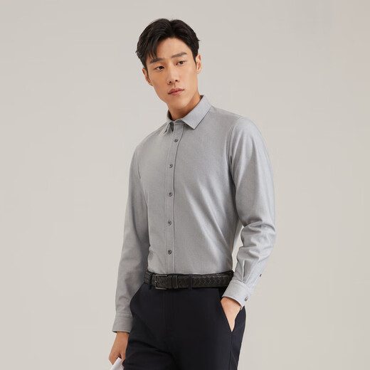 雅戈尔（YOUNGOR）长袖衬衫男保暖衬衫双层复合面料不易皱垂性好保暖舒适 灰色VLBN119759DBA 42