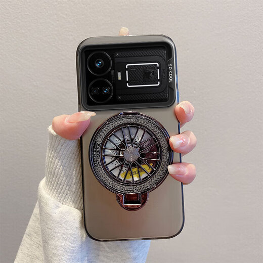佩诺（PINO）realme真我GT5手机壳闪速版保护套RMX3888防摔高端彩银磨砂硅胶手感丝滑时尚潮流创新款硬外壳 【彩银壳】白色+陀螺支架 真我GT5
