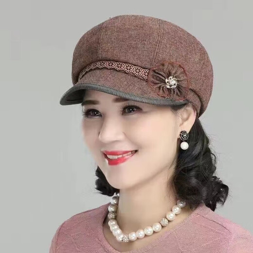 Gu Wenlun's hat with wig for middle-aged and elderly women in autumn and winter with short curly hair, natural hair, fashionable hair cover, gray hat (black brown short curly hair) hair net