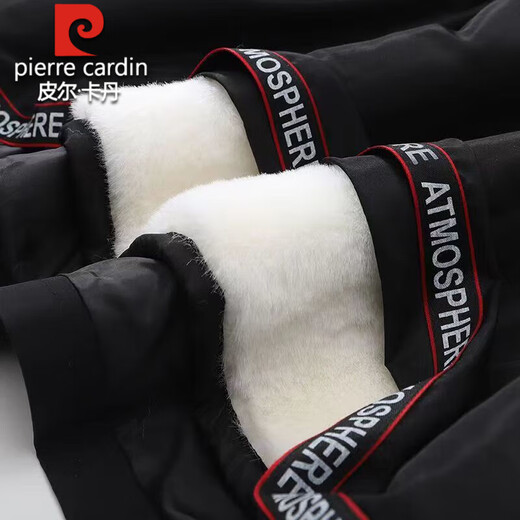 Pierre Cardin Winter Parka Men's Sheepskin Jacket with Fur Integrated Liner Jacket Warm Thickened Coat Real Wool Cotton Jacket Whole Leather Black Sheepskin Liner (Removable) 3XL Recommended Weight 150-165