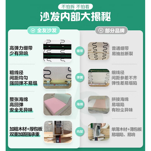 Quanyou Home Modern Simple L-shaped Fabric Sofa Living Room Home Large Solid Wood Frame Imperial Concubine Corner Sofa Imitation Cotton and Linen Forward Fabric Sofa (1+3+ Turn)