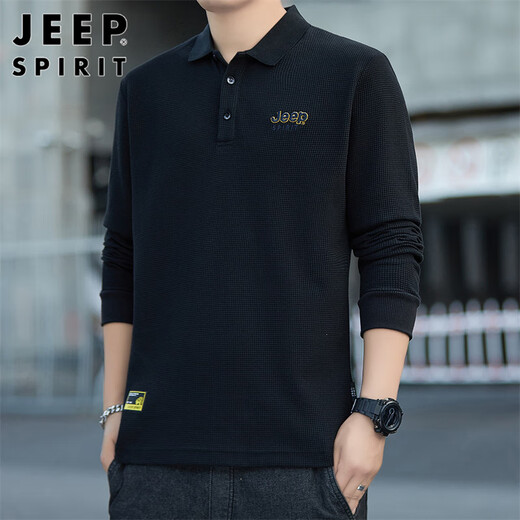 JEEP SPIRIT Jeep sweatshirt men's spring Korean style business bottoming shirt men's casual long-sleeved T-shirt men's black XL