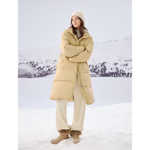 Selbstverträter kleiner koreanischer Ständerkragen mit mittlerer Länge Down-Jacke für Frauen im Winter 2024 Neue Temperament Casual Vielseitige Jacke Milk Tea Farbe xxs (1 Größe)