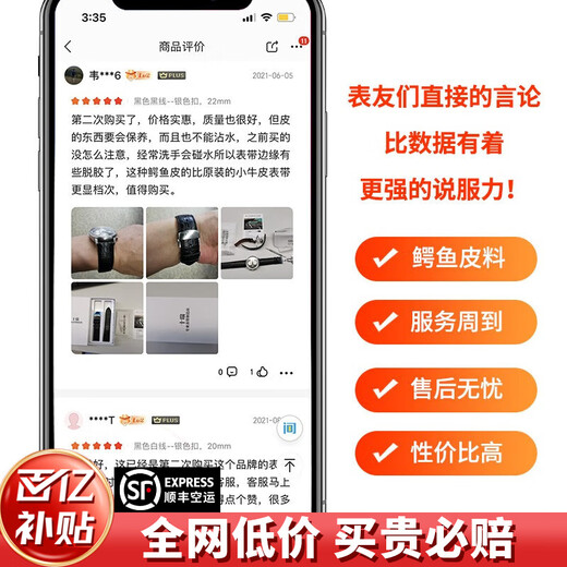 SHIRUI imported American crocodile leather watch strap for men and women suitable for Longines Tissot Le Locle IWC Jaeger-LeCoultre Omega Cartier leather watch strap black black line no buckle 20mm