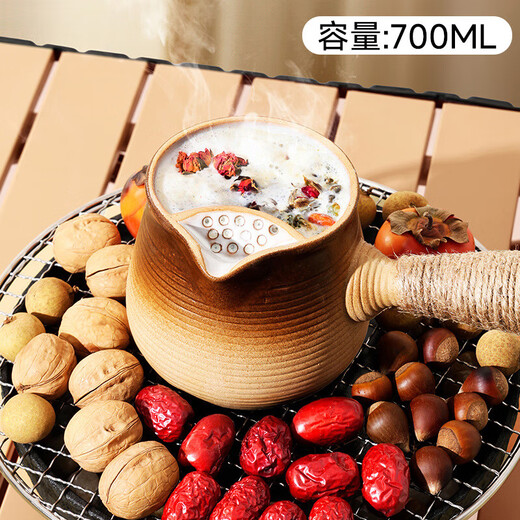 Eight Thousand Lines Fireside Tea Kettle Ceramic Side Handle Roasted Milk Can Large Capacity Indoor and Outdoor Tea Making Equipment Can Be Used to Boil the Kettle over an Open Fire