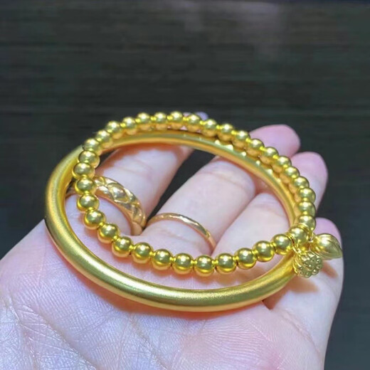 Ancient pure gold engraved 999 gold lotus lotus transfer bead bracelet strung the joy of two generations bracelet for women gold-wrapped silver gift the joy of two generations bracelet 5mm, about 0.5 grams