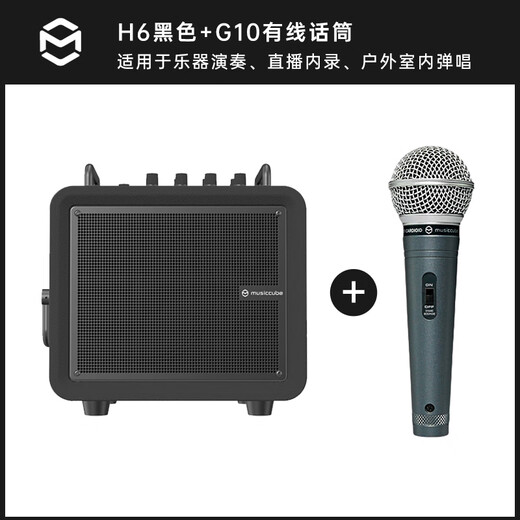Music Knight H6 musical instrument guitar audio playing and singing electric blowpipe saxophone Bluetooth live broadcast karaoke speaker black + G10 wired microphone