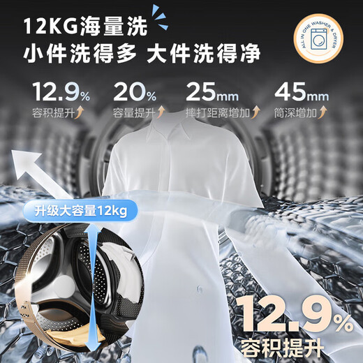 Midea 10/12 kg Trommelwaschmaschine vollautomatische Haushaltsfrequenzumwandlung erstklassige Energieeffizienz integriertes Waschen und Trocknen/Waschen und Trocknen mit Trocknung kg Haushaltsgeräte Zuschuss 20 % Inzahlungnahme 12 kg-Jin Jin entspricht 0,5 kg 1,1 hohes Waschverhältnis keine Trocknung Dampfsterilisation Milbe 36T