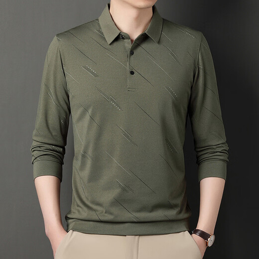 Scarecrow T-shirt à manches longues en coton à manches longues en coton à manches longues pour hommes à manches longues pour le haut de l'âge moyen et âgé de printemps 826 Bleu marine 170/110 / L (120-140jin [Jin est égal à 0,5 kg]))