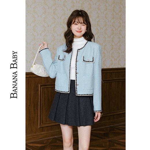 Bananenbaby (Banana Baby) Banana baby2024 Winter Retro College -Stil Falten -Wollrock Frauen kurzer Rock D244QZ687 Dunkelgrau L.