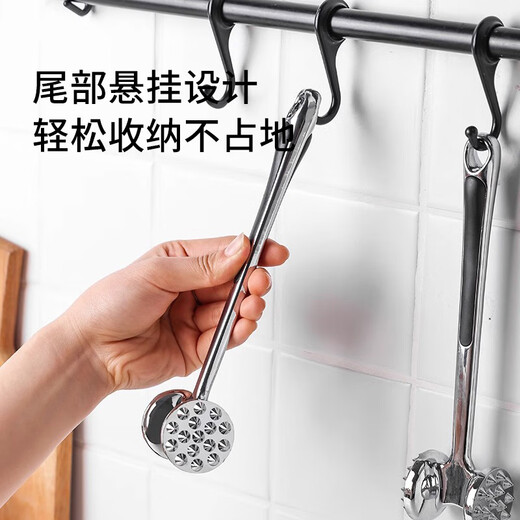 Mrs. Lee's double-sided meat hammer kitchen stainless steel thickened solid meat hammer beef and pork beater loose meat tenderizer hammer tool double-sided meat hammer easy to taste