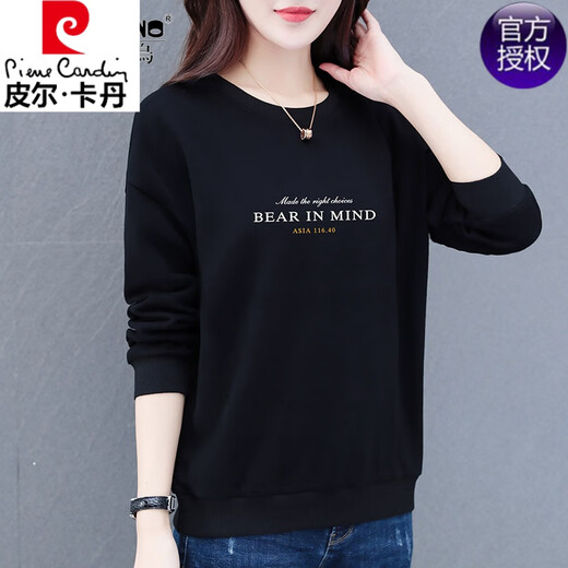 Pier Cardin women's round neck sweatshirt top spring and autumn style 2025 new Korean version loose and fashionable middle-aged mother casual LYS-15868 big red L suggestion 95-110Jin [Jin equals 0.5 kg]