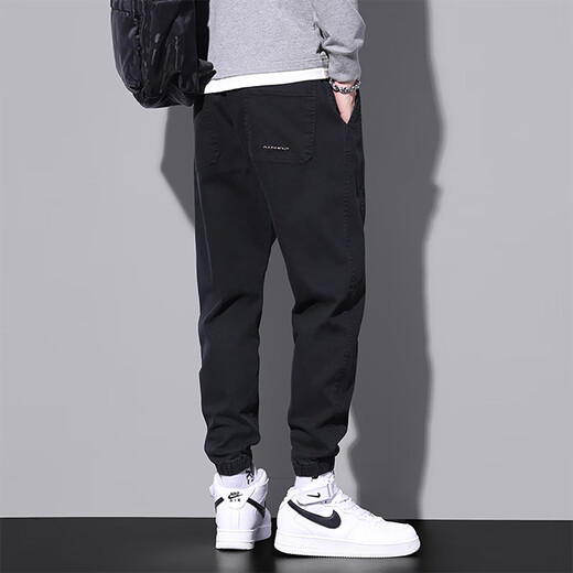 Pantalones informales de pájaros carpinteros Men Testes sueltos Summer Nuevo estilo Harun Trendy Workwear Versátiles Pantalones deportivos Hombres 9859 Militar Green + 9859 Black L