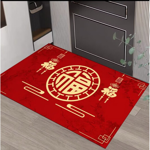 Acacia Tong New Chinese Style Fu Character Floor Mat Entry Door Mat Carpet Entrance Entrance Mat Wear-Resistant Anti-Slip Entry Door Mat Red Floor Mat Jixiang Ruyi 50*80