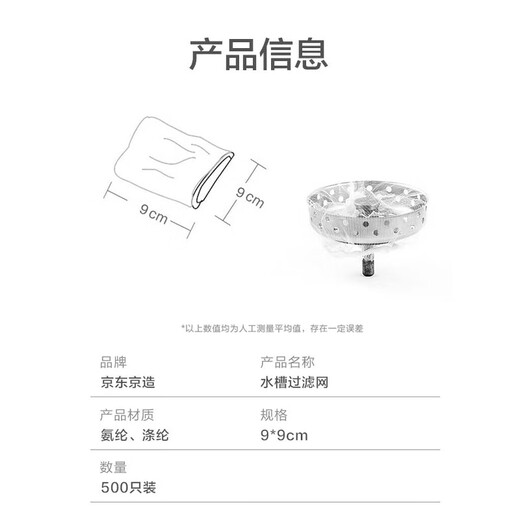 Made in Tokyo, sink filter, disposable kitchen sink floor drain, sewer drain, elastic tie, 500 pieces