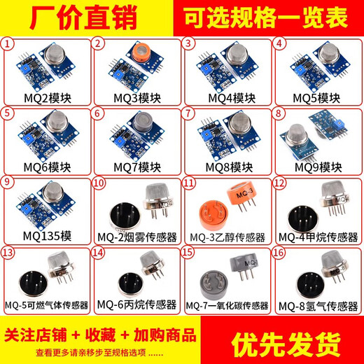 Smoke sensor module MQ-2/3/4/5/6/7/8/9/131/135 air quality gas sensor MQ-2 smoke sensor module