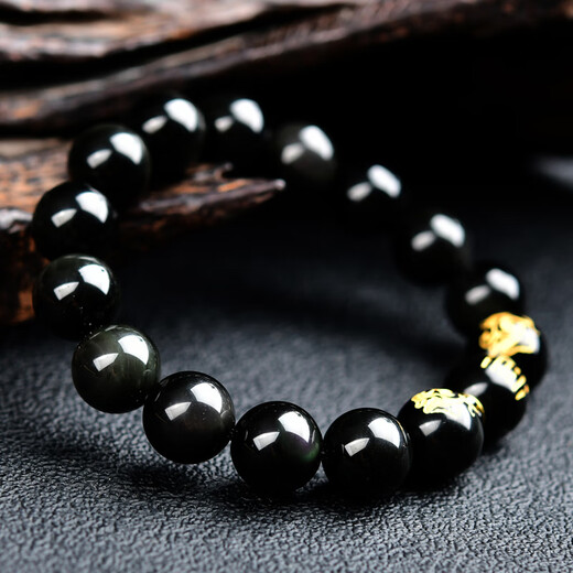 Yan's 2025 Obsidian Bracelet Five Elements Water Jewelry Black Crystal Bracelet Men's and Women's Water Wind Well Gift Jewelry Accessories (Hydration) Obsidian-Standard Women's 10mm Beads