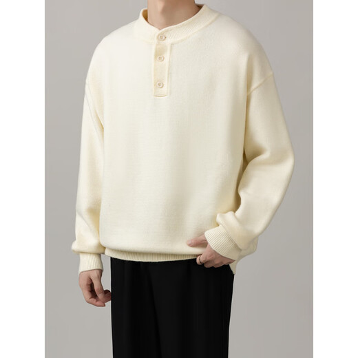 Jiangong Henry collar half-cardigan simple sweater men's casual commuting sweater 2025 autumn and winter new men's pullover inner wear dark gray S