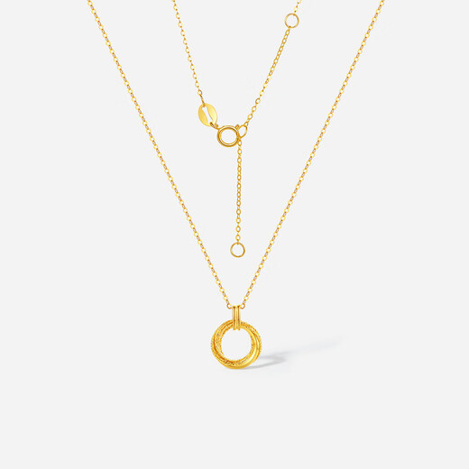 Saturday Blessing Yellow 18K Gold Necklace Möbius Ring Color Gold Necklace Birthday Gift C0613472 40+5cm