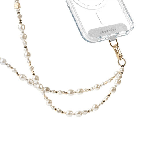 CASETIFY is suitable for all iPhone series, silver and white beads/colorful beads, crossbody strap/mobile phone strap, pearl style