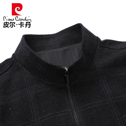 皮尔卡丹（pierre cardin）中年爸爸秋装外套2025新款男士立领夹克衫春秋季休闲轻便上衣 N9896黑灰 170 推荐100-120斤