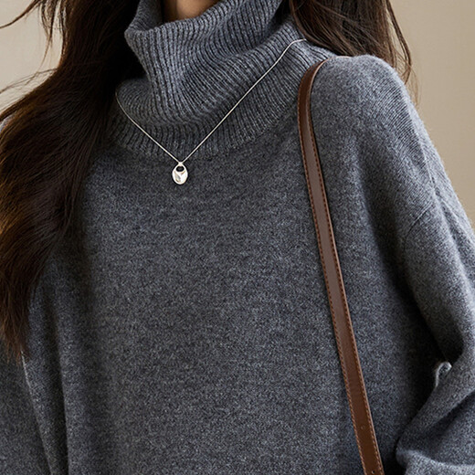 Shexi (Srcr) 365g thickened 100% wool sweater for women autumn and winter loose knitted base layer