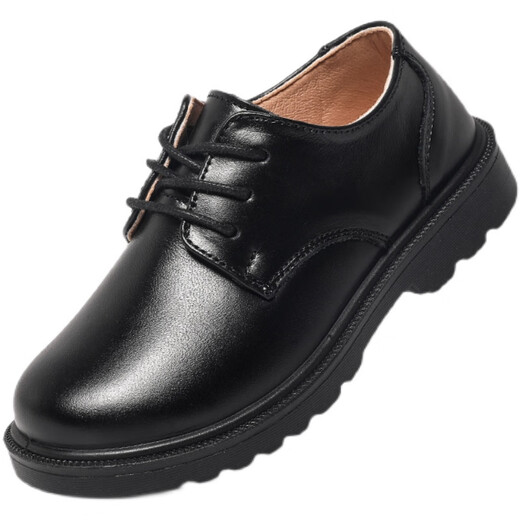 Shepherd Cow Boys' Leather Shoes Black Genuine Leather Spring and Autumn Style Soft-soled Children's British Style Lace-up Primary School Performance Shoes for Middle and Large Children Classic Lace-up Upgraded First-Layer Cowhide Size 36 Size/Shoe Inner Length 22.7cm