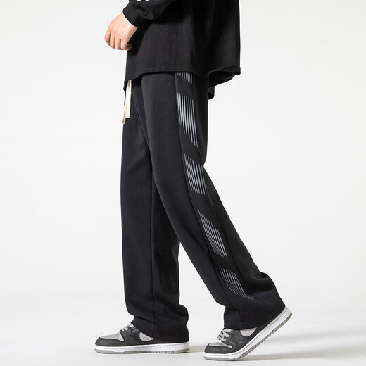 Foss Phil casual pants men's spring and summer trend American high street loose sports straight men's pants 902 black XL