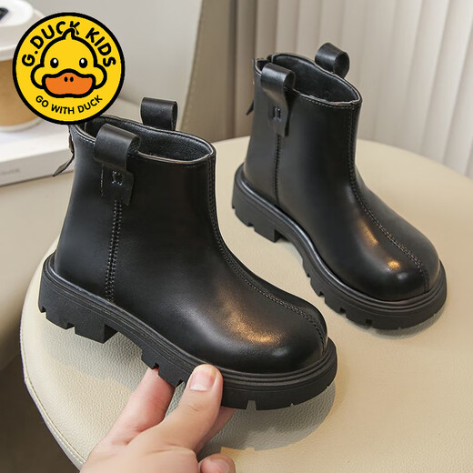 G.DuckKids Girls 'Boots 2024 automne et hiver Nouveaux bottes courtes pour enfants plus Velvet Martin Boots Boots en cuir pour bébé