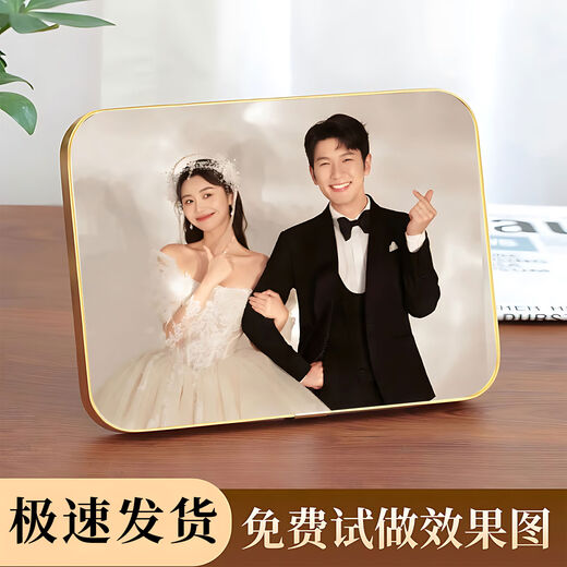 Yusenyi photo frame, stage setting, photos customized, made into crystal album, washed, printed, wedding photos, hung on the wall, Korean cold carving - high-definition lamination, horizontal or vertical, 40 walls, 75*100cm, thickened and mounted, shipped