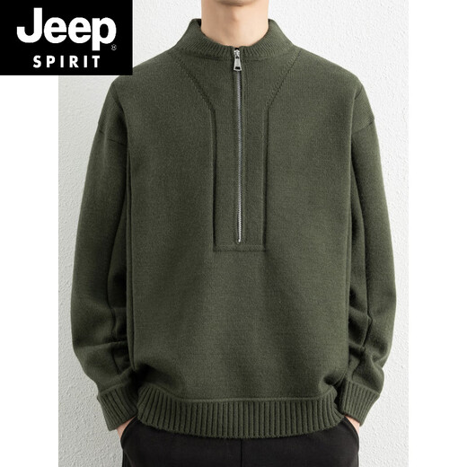 JEEP SPIRIT Henry Collar Sweater Men's Autumn and Winter New American Retro Half-Zip Sweater Men's British Style Thickened Sweater 25638 Gray M 170 Approximately 115-130 Jin Jin equals 0.5 kg Can be worn