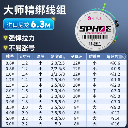Xiaofengxian ideal line set fishing main line set imported fishing line set 3 rolls finished nylon main line 6.3m2.0