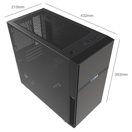 Xianma (SAMA) flat head M1 e-sports version desktop small chassis supports M-ATX motherboard 240 water cooling/non-drilled tempered glass side-transparent/backline/independent power bank/U3

