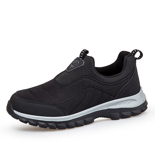 Zulijian Master Old Men's Autumn Thickened Casual Shoes Soft Sole Anti-Slip Leather Surface Older Stroller Women 9207 Black Men's Spring and Autumn Style One-Step 41