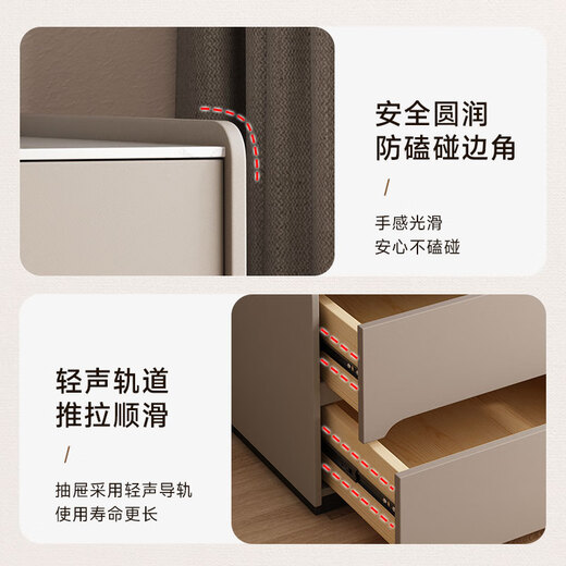 LUOSEN slate bedside table modern simple light luxury high-end bedroom installation-free bedside table light gray