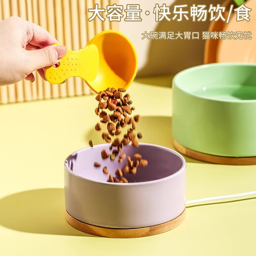 洽苒德国酸奶机智能恒温加热猫咪饮水机实木底座宠物四季通用狗狗保温 400ml陶瓷【白】加热碗【按压开关+实木底座】