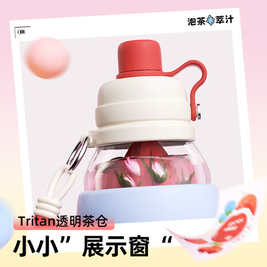 
BABLOV flower patenson stainless steel straw insulation cup high-looking girl cute birthday fruit tea cup transparent teahouse portable cup tangerine sparkling water 690ml