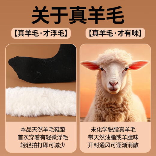 Footprint Tribe 2 pairs of genuine wool insoles for men in winter, thickened felt, warm and breathable, sweat-absorbent and deodorant winter cotton insoles for women, 2 pairs of white compressed wool warm models, size 42