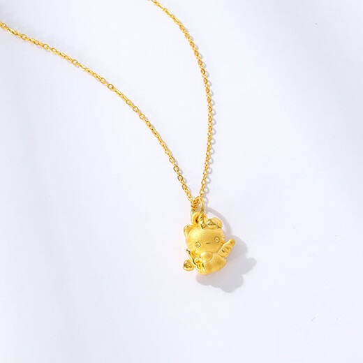 Jingyue Long Gold Hello Kitty Pendant 999 Pure Gold Fairy Angel KT Cupid Cady Cat Pendant Women's Necklace Gold Fairy Stick KT About 0.6-0.7g+S925 Necklace